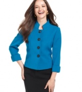 Rich color and a tailored silhouette show them that you may be bold, but you mean business. Tahari by ASL's jacket features soft ponte knit fabric that's wearable year-round.