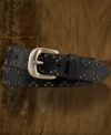 An antiqued metal buckle accents Denim & Supply Ralph Lauren's supple leather belt with decorative studs for a vintage look that's pretty but far from pristine.