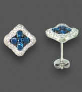 Accessorize with exotic beauty. These gorgeous Bella Bleu by Effy Collection 14k white gold earrings feature round-cut white and Caribbean blue diamonds (1-1/6 ct. t.w.).