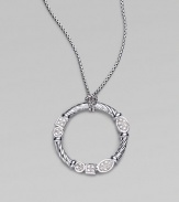 From the Confetti Collection. A sterling silver cabled wreath, hanging from a pretty box chain, is dotted with pavé diamonds in sparkling geometric shapes. Diamonds, 0.14 tcw Sterling silver Chain length, about 16 Pendant diameter, about 1 Lobster clasp Imported