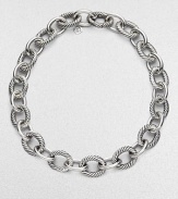 Bold, chunky links, alternating between smooth and cabled, create a necklace that's both classic and of-the-moment with true Yurman style. Sterling silver Length, about 19 Spring ring clasp Made in USA