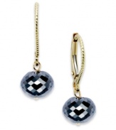 Beautiful in black. These leverback earrings, set in 14k gold, dazzle with round diamonds (5 ct. t.w.) adding an elegant touch.