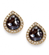 Give in to glamour. These teardrop stud earrings are adorned with pear-cut natural color diamonds (3 ct. t.w.) edged by round-cut white diamonds (1/2 ct. t.w.) for a look that exudes elegance. Set in 14k gold. Approximate drop length: 1/2 inch. Approximate drop width: 3/8 inch.