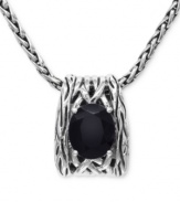 Intricately crafted and punctuated by bold color, EFFY Collection's standout pendant is a must-have piece. Necklace is crafted in woven sterling silver and showcases an oval-cut onyx (4-1/3 ct. t.w.). Approximate length: 18 inches. Approximate drop: 1/2 inch.