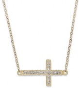 A beautiful cross to bear. Studio Silver's necklace and cross pendant, set in 18k gold over sterling silver, dazzle with cubic zirconia accents only adding to the lustrous effect. Approximate length: 18 inches. Approximate drop width: 3/4 inch. Approximate drop length: 1/2 inch.