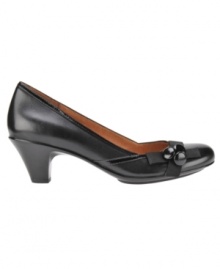 The Sofft Selan Pumps are cute as button and comfy to boot with with button-embellished bow decor, round toe and easy-to-wear low heel. The Sofft Selan Pumps are cute as button and comfy to boot with with button-embellished bow decor, round toe and easy-to-wear low heel.
