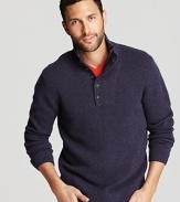 Modern elements like the half zip collar underneath the 5-button placket augment the classic sophistication of this design. Rendered in superior cashmere for exceptional softness.