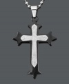 Display your dynamic sense of faith in solid style. This men's cross pendant features an intricate design and matching ball chain. Crafted in stainless steel and black ion-plated stainless steel. Approximate length: 24 inches. Approximate drop width: 1-1/2 inches. Approximate drop length: 1-3/4 inches.