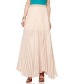 Pretty pleats and a blushing pink color create a romantic skirt, from BCBGMAXAZRIA. Pretty pleats and a blushing pink color create a romantic skirt, from BCBGMAXAZRIA.
