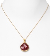 With a faceted ruby pendant pendant, Coralia Leets' 22-karat gold necklace is elegance simplified. Day or after dark, this piece slips on to give a spectrum of looks tonal sparkle.