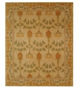 Bring the beauty and tranquility of an English garden inside with the Anatolia collection. A delicate trellis pattern and soft, natural green and beige soothe even the busiest of rooms. Artful blossoms and an unusual root detail have a calm, grounding effect. Hand-tufted of fine wool and dyed using an ancient pot dying technique.
