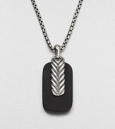 A simple sterling silver pendant necklace of black onyx is accented with chevron-textured sterling silver.Sterling silverBlack onyxLength, about 22 diam.Pendant, about ¾ x 1¼Imported