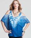 Quotation: Red Haute Top - Batik Sheer Dolman Cold Shoulder