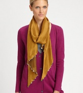 Palettes adorn the edges of this silk scarf creating an atmosphere of whimsy.SilkDry cleanImported