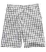 Check yourself. These plaid shorts from Alfani give any warm-weather look a shot of urban cool.