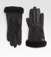 Supple leather accented with luxurious cashmere lining, shearling sheepskin cuff and touch technology for easy access to touchscreen electronics.About 9 longCashmere liningShearling cuffProfessional leather cleanerImported