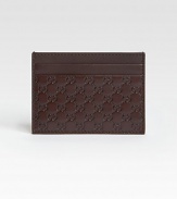 Microguccissima leather card case with leather trim.Five card slots3.9W x 2.8HMade in Italy