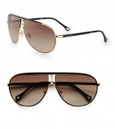 Lightweight metal and resin in a handsome two-toned design with logo detail at the temples. Available in shiny rose gold frames with gradient brown lenses.Metal/resin100% UV ProtectionMade in Italy