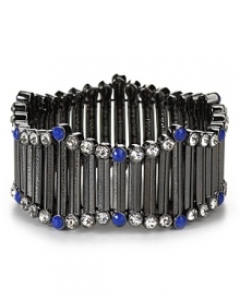 Give your an electric hit with Aqua's hematite-plated stretch bracelet. With stretch bars and fluorescent studs, this cuff is a tows the line between bold and blinding.