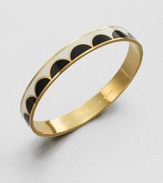 An enamel accented, 12k goldplated design with a hidden, engraved message. Enamel12K goldplated zincDiameter, about 2.5Slip-on styleImported 