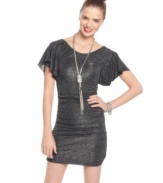 Flaunt your feminine side in Sugar & Spice's ruched dress ... pair it with a bold necklace for a glittering ensemble!