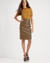 Bold horizontal stripes band this rich, signature raffia-knit style.Self waistbandPanel constructionBack ventConcealed back zipSilk liningAbout 27 from natural waist55% viscose/45% cottonDry cleanMade in ItalyModel shown is 5'9½ (176cm) wearing US size 4. 