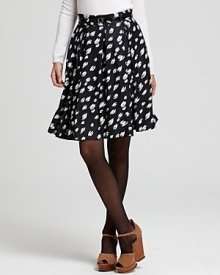 This kate spade new york silk skirt is scribbled with polka dots, bestowing painterly flourish to a smart, ladylike silhouette.