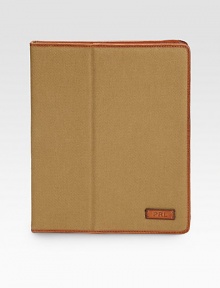 Constructed from durable canvas, this sleek leather-trimmed carrying case provides a handsome home away from home for a treasured iPad®.One interior card slotPRL-embossed leather logo patch accents the exteriorCanvas8W x 10HImported Constructed from durable canvas, this sleek leather-trimmed carrying case provides a handsome home away from home for a treasured iPad®.One interior card slotPRL-embossed leather logo patch accents the exteriorCanvas8W x 10HImported