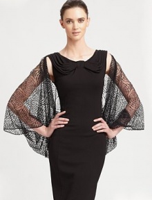 Sheer and stunning in an allover lace pattern.PolyamideAbout 27½ X 47¼Dry cleanMade in Italy Sheer and stunning in an allover lace pattern.PolyamideAbout 27½ X 47¼Dry cleanMade in Italy