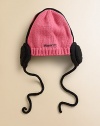 Keep your little one safe from the elements in this adorable, hand-knit headphone hat with logo detail on the back.Strings tie beneath chinAcrylicMachine washImported