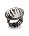 Exotic elegance: The jet zebra-print pattern on this ring from Style&co. is not only striking, but the black and white palette makes it easy to mix and match within your wardrobe. Made in silver tone mixed metal, it stretches to fit finger. Approximate diameter: 1 inch.