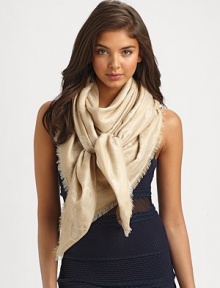 Cool, muted skulls and a frayed hem make this scarf an edgy, stylish must-have.60% cotton/40% viscoseAbout 55 X 55Dry cleanMade in Italy Cool, muted skulls and a frayed hem make this scarf an edgy, stylish must-have.60% cotton/40% viscoseAbout 55 X 55Dry cleanMade in Italy