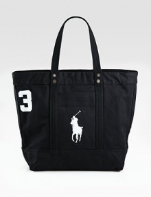 A sporty reincarnation of the iconic polo shirt, this twill cotton tote is adorned with an applied 3 and Ralph Lauren's Big Pony.Zip closureTwo webbed handlesExterior patch pocketApplied twill 3 at the sideAccenting metal grommets at the handles and sidesRoomy interiorReinforced flat bottomCotton canvas14W x 12H x 6DImported A sporty reincarnation of the iconic polo shirt, this twill cotton tote is adorned with an applied 3 and Ralph Lauren's Big Pony.Zip closureTwo webbed handlesExterior patch pocketApplied twill 3 at the sideAccenting metal grommets at the handles and sidesRoomy interiorReinforced flat bottomCotton canvas14W x 12H x 6DImported