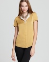 Elie Tahari Heather Color Block Silk Blouse