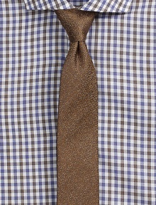 Modern dress wardrobe essential, expertly crafted in Italy from uniquely, speckled silk.About 3 wideSilkDry cleanMade in Italy Modern dress wardrobe essential, expertly crafted in Italy from uniquely, speckled silk.About 3 wideSilkDry cleanMade in Italy