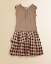 Airy and lovely silk is printed with a colorful polka dot pattern and embellished with pretty pleats.SleevelessButton frontFull pleated skirtSilkDry cleanImported