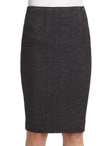 THE LOOKInvisible back zip closureWaist dartsTHE FITAbout 23 from natural waistTHE MATERIAL68% cotton/32% woolPolyester liningCARE & ORIGINDry cleanImported THE LOOKInvisible back zip closureWaist dartsTHE FITAbout 23 from natural waistTHE MATERIAL68% cotton/32% woolPolyester liningCARE & ORIGINDry cleanImported