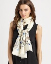EXCLUSIVELY AT SAKS. A whimsical floral pattern adorns this raw silk style.Silk21½ X 79Dry cleanImported