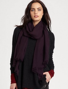 A lightweight blend of viscose and cashmere makes this fringed style the perfect go-with-anything accent.75% viscose/25% cashmereDry cleanMade in Italy A lightweight blend of viscose and cashmere makes this fringed style the perfect go-with-anything accent.75% viscose/25% cashmereDry cleanMade in Italy