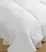 Layer with luxury. This down comforter from Calvin Klein Khaki Collection adds substantial warmth with plush white down fill finished with a soft 300 thread count cotton sateen cover. Also features carmel-colored cording detail along the edges. Hypoallergenic.