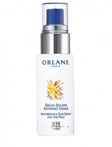 Keep wrinkles at bay and protect skin from the damaging effects of the sun with this innovative, nourishing serum. Dramatic hydration. Packed with vitamins, can be used before and after sun exposure. 1 oz. Keep wrinkles at bay and protect skin from the damaging effects of the sun with this innovative, nourishing serum. Dramatic hydration. Packed with vitamins, can be used before and after sun exposure. 1 oz.