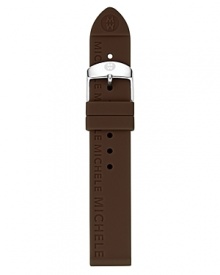 A rich chocolate brown watch strap in supple silicone from Michele. A rich chocolate brown watch strap in supple silicone from Michele.