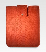 Sleek, compact and lightweight case lined with soft shammy cloth to securely hold unit in place. Padded sides and a snap closure are form fitted for style and added protection. This sleeve will accommodate many tablets on the market today.Accommodates all iPad models8½ X 10Embossed pythonMade in USAPlease note: iPad not included 