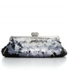 Add a little sparkle and shine with this special occasion clutch by Jessica McClintock. It won't be hard to steal the scene with this multi sequin design featuring shiny silvertone hardware and a refined top snap closure.