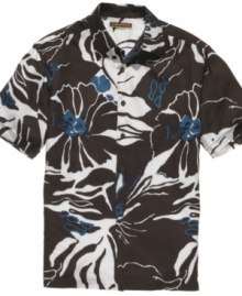 Even if you can't be on vacation, you can dress like it. This light and airy shirt from Cubavera features a tropical print for a relaxed vibe. Even if you can't be on vacation, you can dress like it. This light and airy shirt from Cubavera features a tropical print for a relaxed vibe.