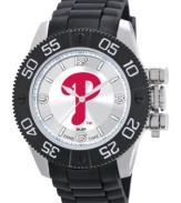 The Phightins! Root for your team 24/7 with this sporty watch from Game Time. Features a Philadelphia Phillies logo at the dial.