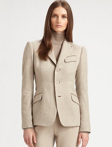 Impeccably tailored from woven cashmere, this sharp, suede-trimmed menswear-inspired design elevates any ensemble.Modified lapelsButton frontFlap pocketsButton frontSuede under-collar and trimBack pleatsBack ventSilk liningAbout 25 from shoulder to hemCashmereDry cleanMade in USA of imported fabricModel shown is 5'11 (180cm) wearing US size 4. Impeccably tailored from woven cashmere, this sharp, suede-trimmed menswear-inspired design elevates any ensemble.Modified lapelsButton frontFlap pocketsButton frontSuede under-collar and trimBack pleatsBack ventSilk liningAbout 25 from shoulder to hemCashmereDry cleanMade in USA of imported fabricModel shown is 5'11 (180cm) wearing US size 4.