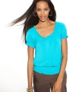 INC's petite smocked top makes an easy option for spring dressing. Pair it with everything from jean shorts to skinny capris!