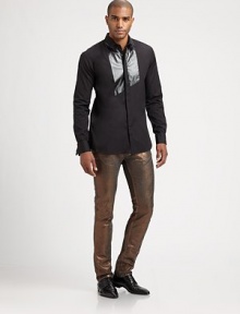 A lustrous, metallic finish coats and defines this classic silhouette, shaped from crisp, modern-fitting cotton for an eye-catching update to your current denim wardrobe.Five-pocket styleInseam, about 3497% cotton/3% elastaneDry cleanImported A lustrous, metallic finish coats and defines this classic silhouette, shaped from crisp, modern-fitting cotton for an eye-catching update to your current denim wardrobe.Five-pocket styleInseam, about 3497% cotton/3% elastaneDry cleanImported