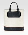 EXCLUSIVELY AT SAKS.COM. Stash your essentials in this incredibly roomy bag, crafted from a chic pairing of cotton canvas, pebble grain leather and patent leather.Leather double top handles, 4½ dropZip top closureOne inside zip pocketOne inside open pocketFully lined14W X 15H X 4DMade in Italy